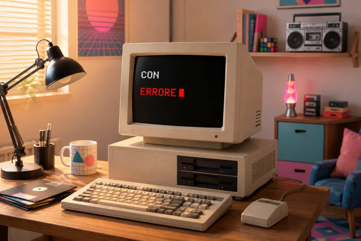 Vecchio computer con MS-DOS che mostra errore durante la creazione di una cartella CON in Windows